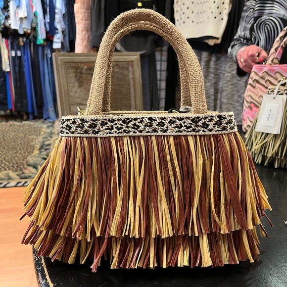 Pho Firenze Multi colored Straw Crossbody Bag - Picture 1 of 4